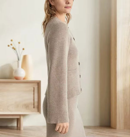 Autumn Elegant Women’s O-Neck Button Knit Cardigan